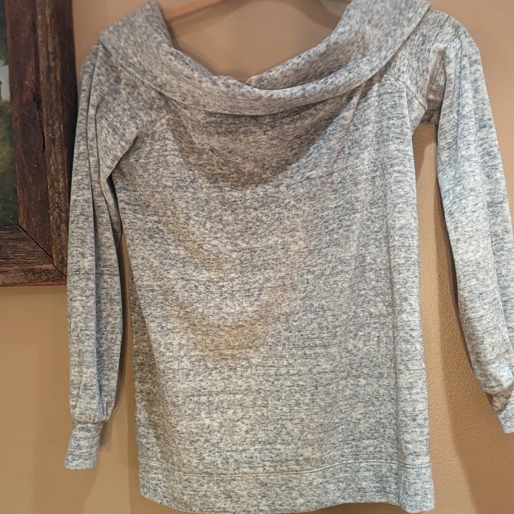 Loft Heathered Gray Size XXSP Velour Cowl Neck Top